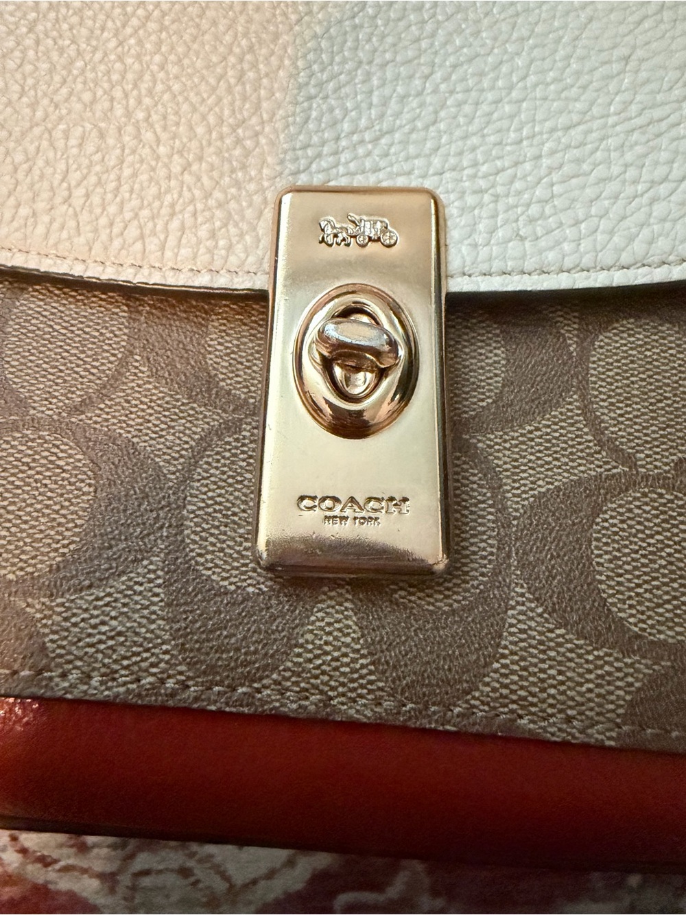 Coach Colorblock Signature Crossbody in White, Saddle Brown and Brown - Picture 2 of 5